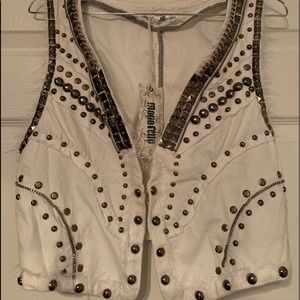 Monoreno White Vest Size Small NWT